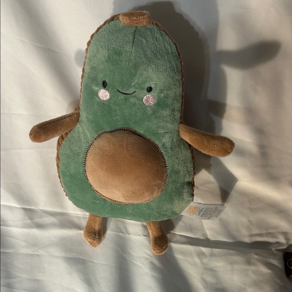 Carters Just One You plush avocado, brown& green. Embroidered eyes& cheeks.